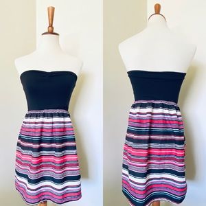 Billabong Black Strapless Striped Babydoll Dress